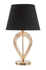 Lampe de table métal doré abat-jour tissu noir