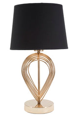 Lampe de table métal doré abat-jour tissu noir