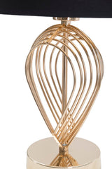 Lampe de table métal doré abat-jour tissu noir