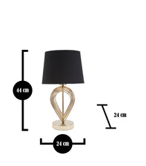 Lampe de table métal doré abat-jour tissu noir