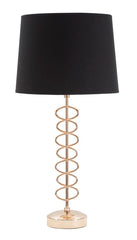Lampe de table métal doré abat-jour tissu noir