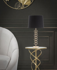 Lampe de table métal doré abat-jour tissu noir