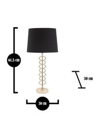 Lampe de table métal doré abat-jour tissu noir