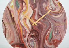 Horloge murale ronde contemporaine miroir avec design abstrait