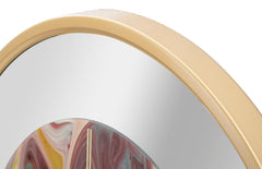 Horloge murale ronde contemporaine miroir avec design abstrait