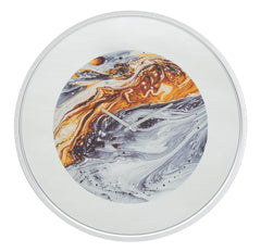 Horloge murale ronde design abstrait miroir gris