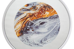 Horloge murale ronde design abstrait miroir gris