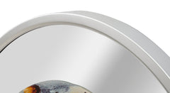 Horloge murale ronde design abstrait miroir gris