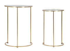 Table ronde Coppia Métal Doré plateau en Verre