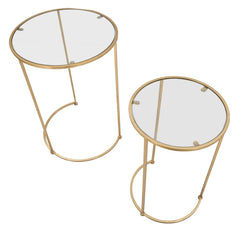 Table ronde Coppia Métal Doré plateau en Verre