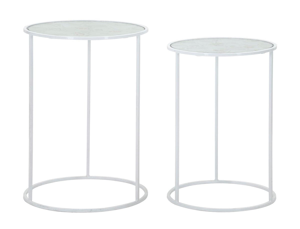 Tables rondes Harts métal blanc et verre