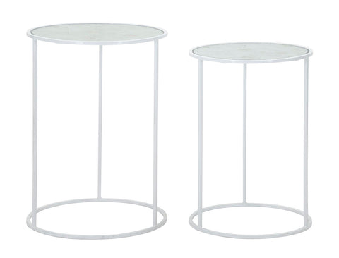 Tables rondes Harts métal blanc et verre