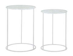 Tables rondes Harts métal blanc et verre