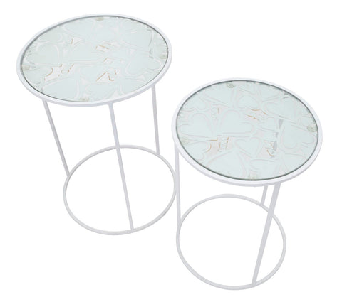 Tables rondes Harts métal blanc et verre