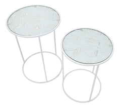Tables rondes Harts métal blanc et verre