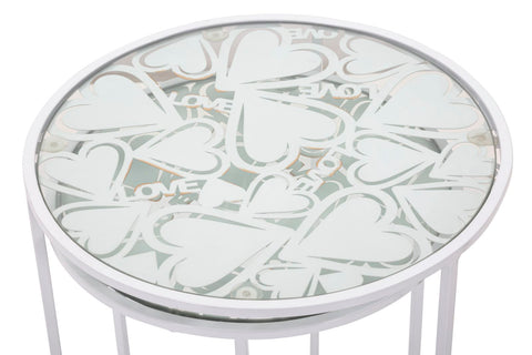 Tables rondes Harts métal blanc et verre