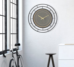 Horloge murale ronde noir et or