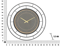 Horloge murale ronde noir et or