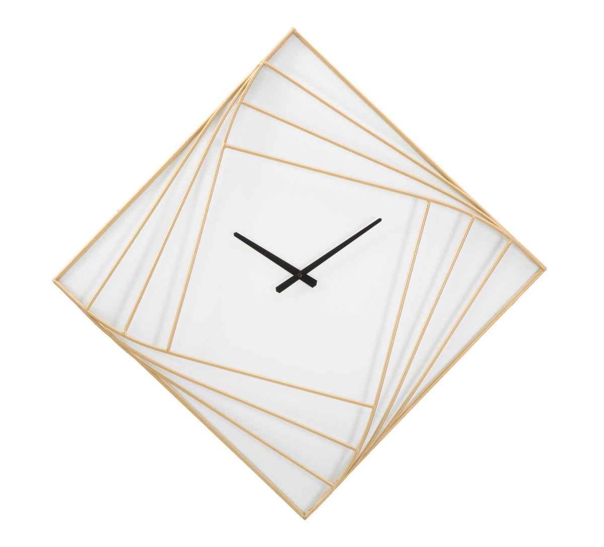 Horloge murale carrée métal doré