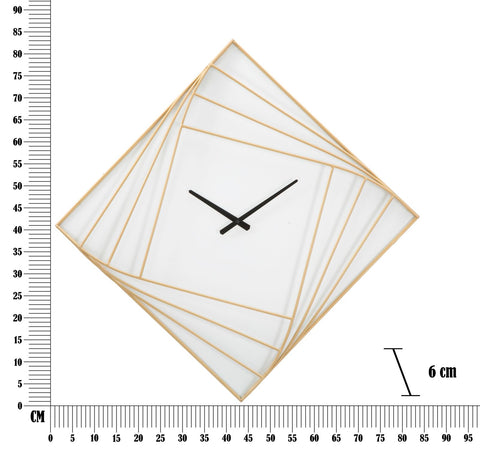 Horloge murale carrée métal doré
