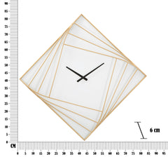 Horloge murale carrée métal doré
