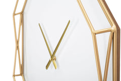Horloge murale octogonale métal doré