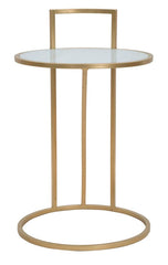 Table ronde Sofy Marbre pieds métal doré