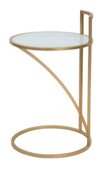 Table ronde Sofy Marbre pieds métal doré