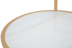 Table ronde Sofy Marbre pieds métal doré