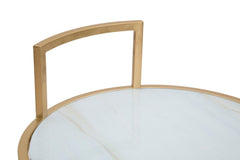 Table ronde Sofy Marbre pieds métal doré