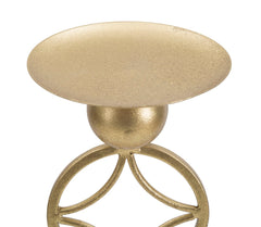 Porte-bougie géométrique en métal doré et marbre Blanc
