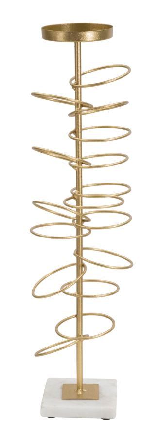 Porte-bougie en métal doré avec base en marbre