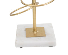 Porte-bougie en métal doré avec base en marbre