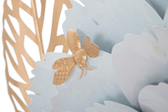 Panneau décoratif métal 3D blanc motifs fleurs et feuilles
