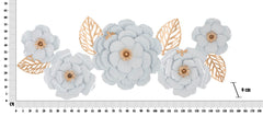 Panneau décoratif métal 3D blanc motifs fleurs et feuilles