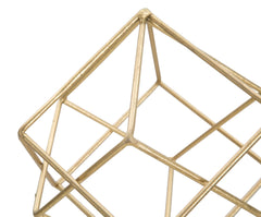 Sculpture géométrique en métal doré et base en marbre