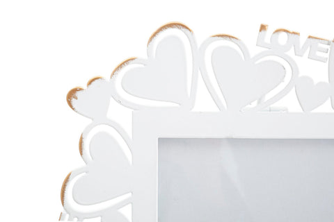 Cadre photo en métal blanc avec incrustations en forme de cœur