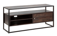 Meuble TV en bois d'Acacia Nilotica et métal Noir