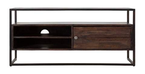 Meuble TV en bois d'Acacia Nilotica et métal Noir