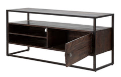 Meuble TV en bois d'Acacia Nilotica et métal Noir