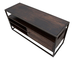 Meuble TV en bois d'Acacia Nilotica et métal Noir