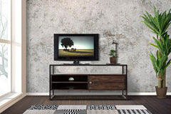 Meuble TV en bois d'Acacia Nilotica et métal Noir