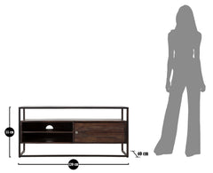Meuble TV en bois d'Acacia Nilotica et métal Noir