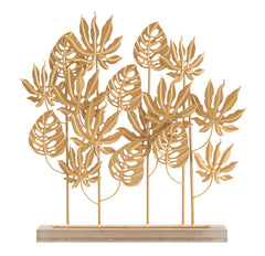 Sculpture feuilles métal doré