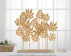 Sculpture feuilles métal doré