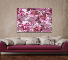 Impression sur toile cadre en bois floral couleurs vives
