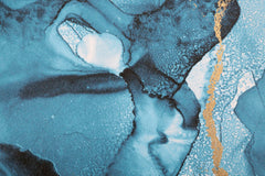 Impression sur toile abstraite design bleu doré