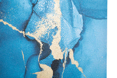 Impression sur toile abstraite design bleu doré
