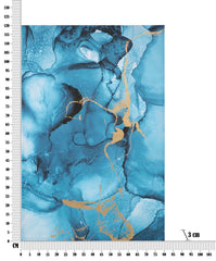 Impression sur toile abstraite design bleu doré