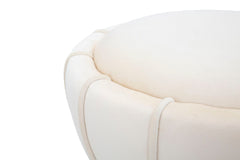 Tabouret rond Velours synthétique Crème bande dorée